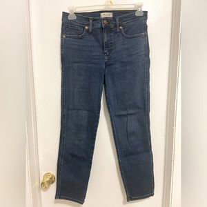 EUC Madewell mid-rise stovepipe jeans, dark wash denim, skinny jeans, size 29